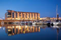 Hotel exterior with marina