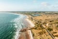 Aerial view of St. Ouen's Bay and inner land