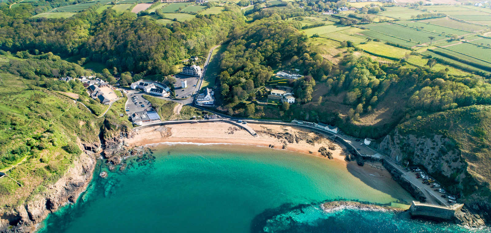Gru00e8ve de Lecq Bay from overhead
