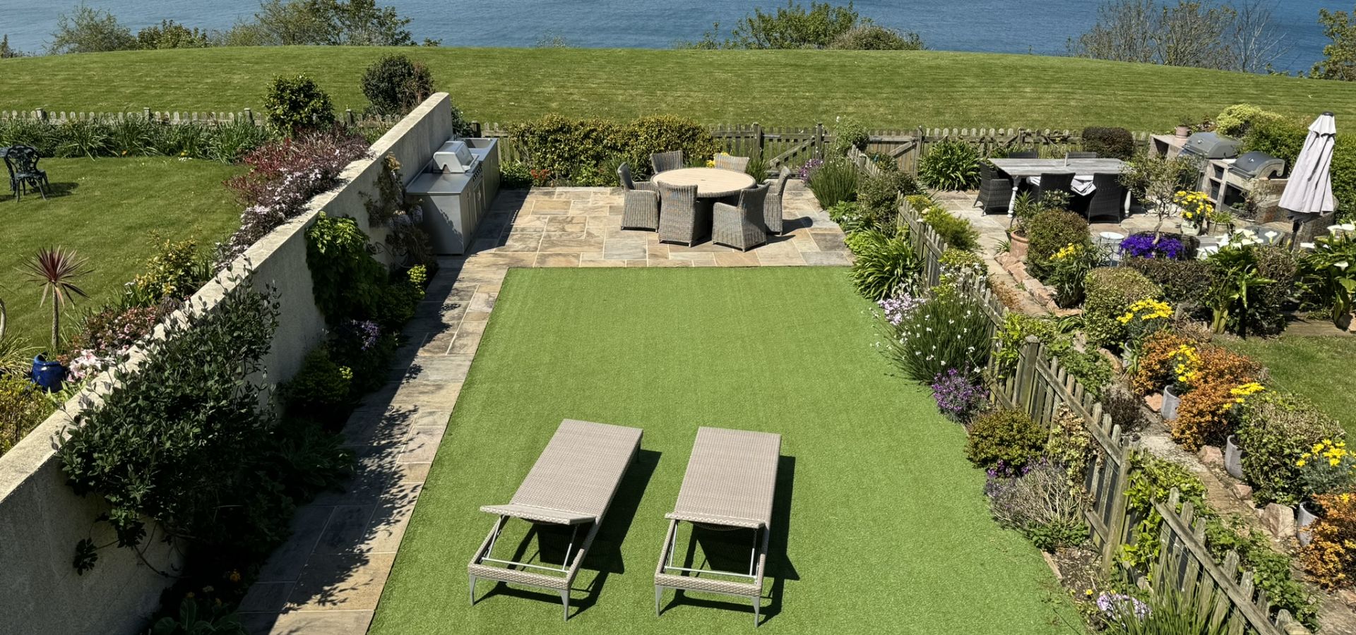 Views over garden and terrace