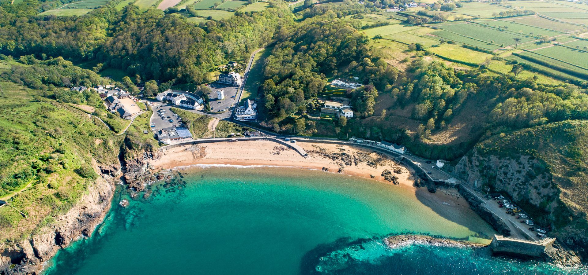 Gru00e8ve de Lecq Bay from overhead