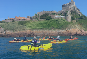 kayaking behind castle