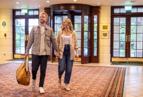 couple arriving at the reception