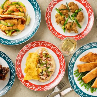 Chicken schnitzel, crab nachos, tacos, and vegan dishes