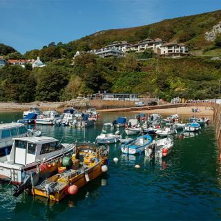 Boats in the harbour at Bonne Nuit Bay