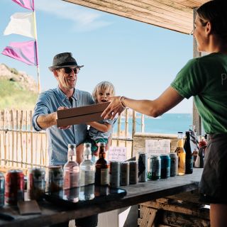 Portelet Bay Cafe pizza on the beach Jersey