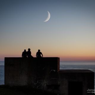Moonset at a bunker on our tour