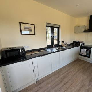 Open plan kitchen, lounge and dining
