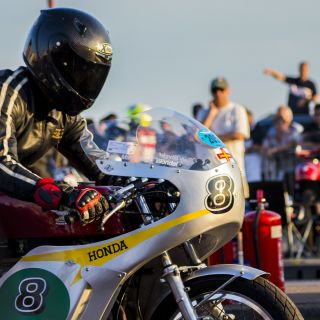 A Classic Honda Race bike on the startline