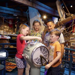 Family in the main room at the Maritime Museum