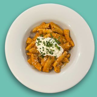 Rigatoni with cream of pepper sauce & whipped ricotta