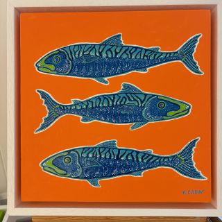 Acrylic on canvas painting of local Jersey Mackerel