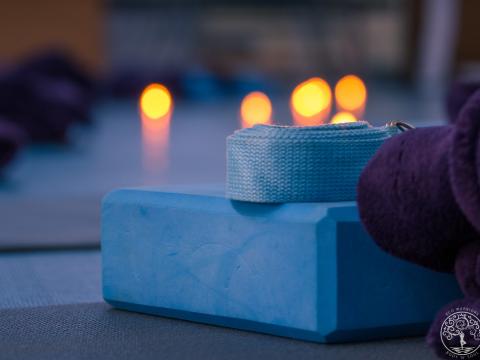 yoga blocks and candles
