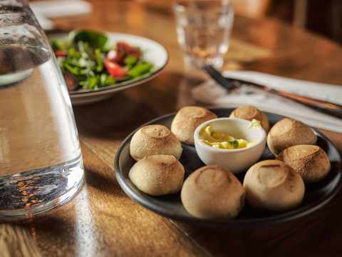 Vegan dough balls on table
