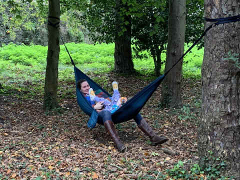 A Parent and Child in the Hammock together