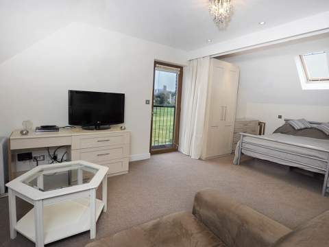 Bed and living area