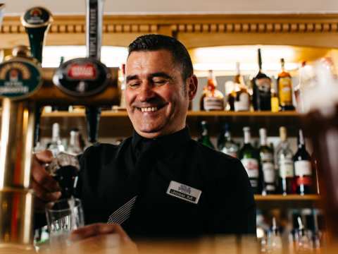 Friendly staff at the hotel bar