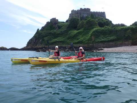 kayaking beneath Mont Orgueil castle