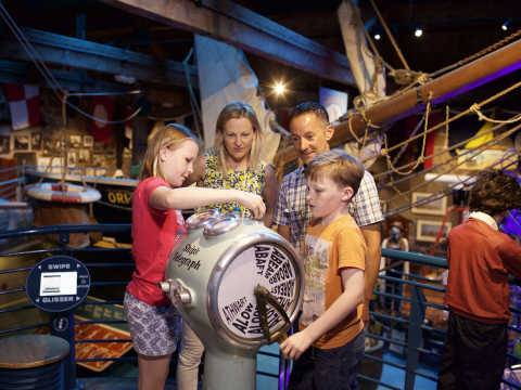 Family in the main room at the Maritime Museum