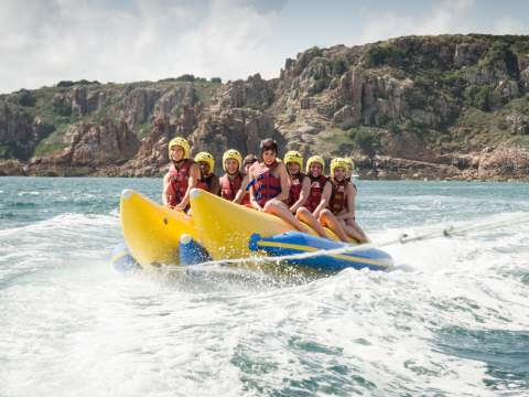 English stduents on banana boats