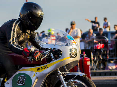 A Classic Honda Race bike on the startline