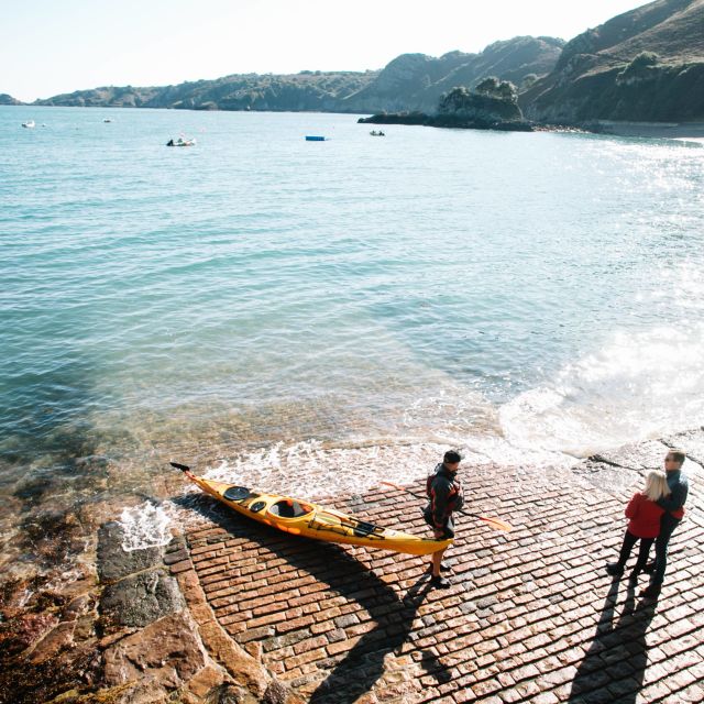 Kayaker on Bouley Bay slipway