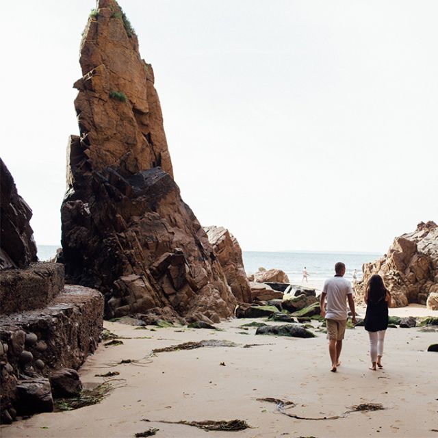 Beach walk cliffs Plemont Bay Jersey