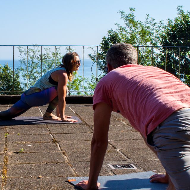 Lunges in a yoga class