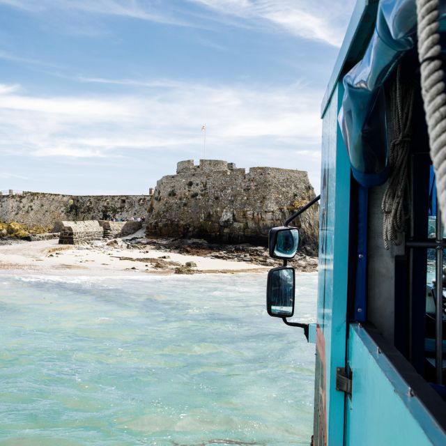 Ferry approaches the castle