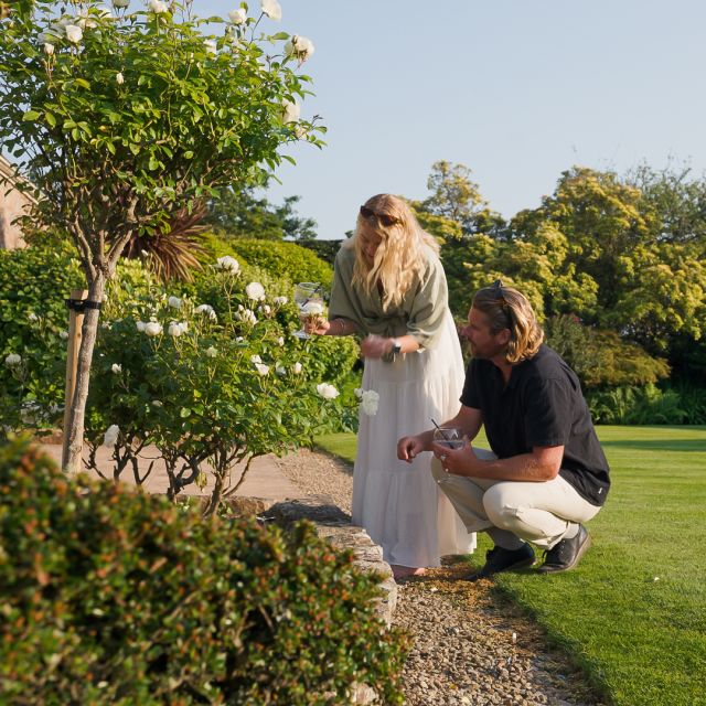 Walking around the gardens at La Mare Wine Estate