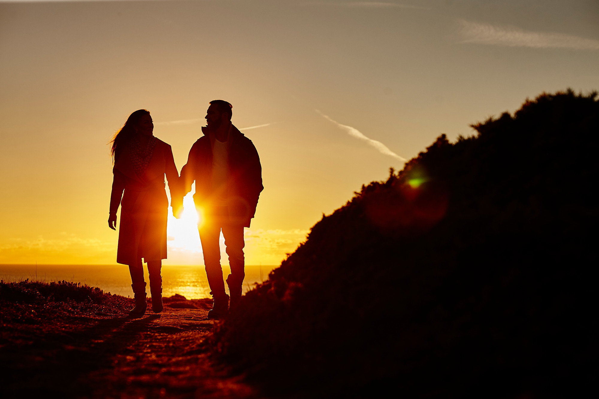 A romantic sunset walk