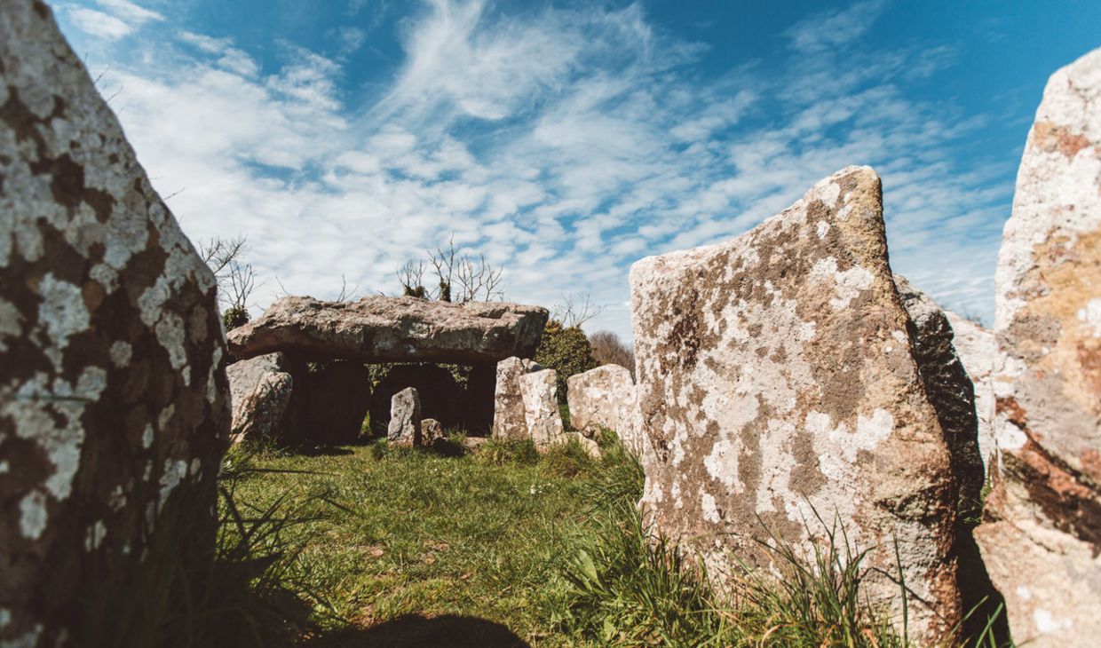 ground view of a dolmen entrance