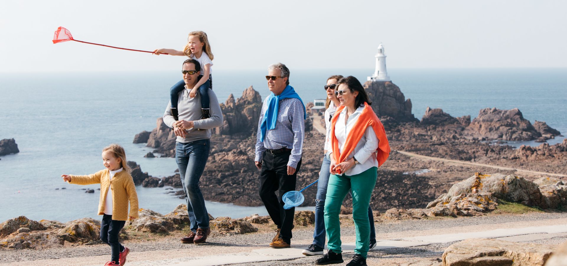 family walking at Corbiere