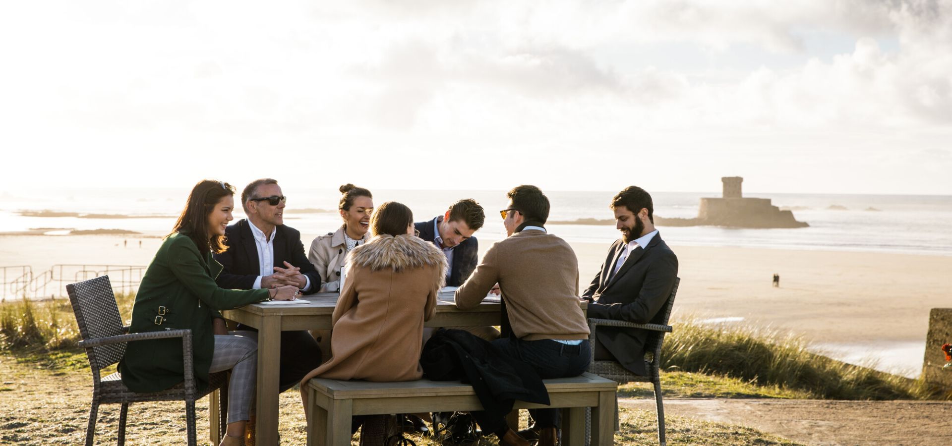 Group of people have a business meeting in Jersey