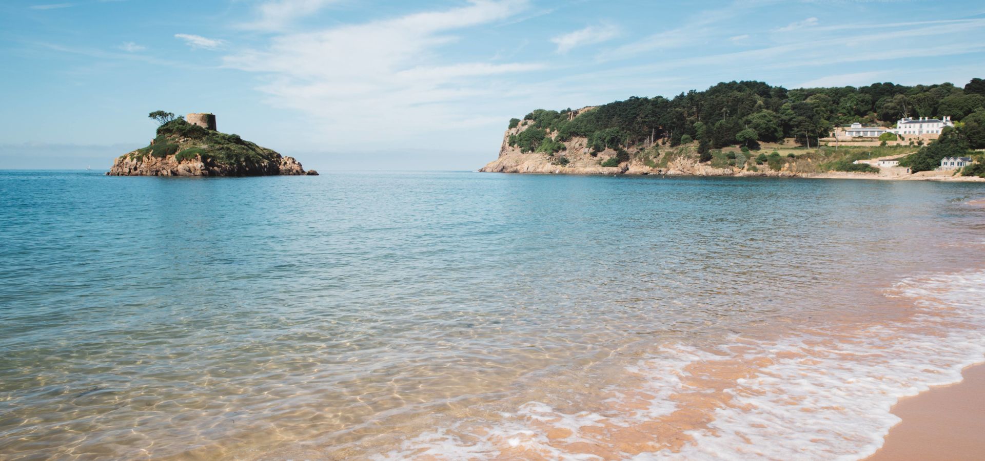 Enjoy the crystal clear waters of Portelet Bay.