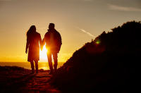 A romantic sunset walk