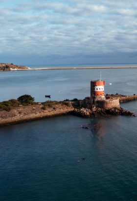 Historic round tower at Archirondel Bay Jersey