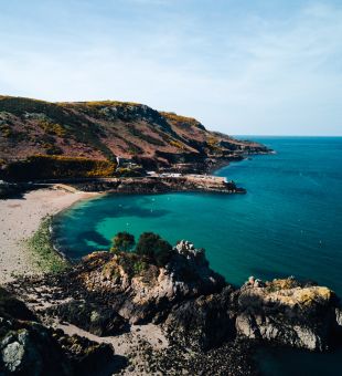 Overview of Bouley Bay in Jersey, Channel Islands
