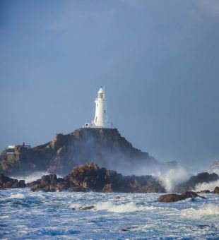 Crashing waves at Corbiere lighthouse, Jersey