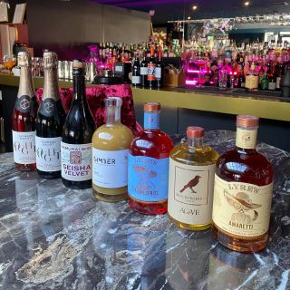 Alcohol free drinks on a bar
