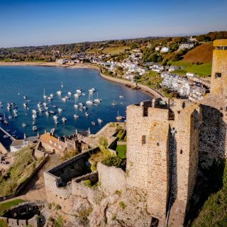 Overlooking Mont Orgueil castle and the harbour below