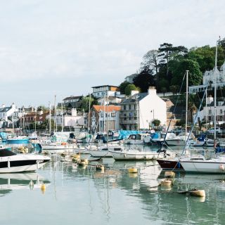 Small boats moored up in St Aubin