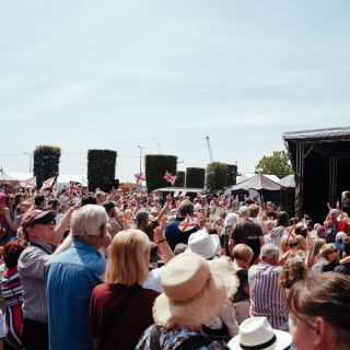 Crowd enjoying Liberation Day Celebrations