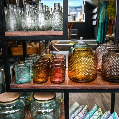 Bespoke jars and vases on display shelf