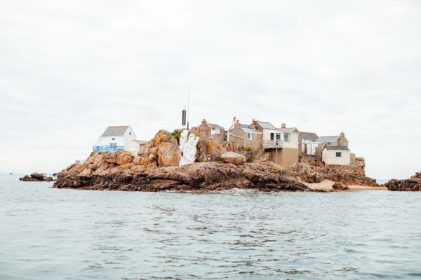 View of Les Ecrehous at high tide