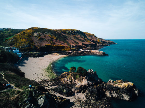 Overview of Bouley Bay in Jersey, Channel Islands