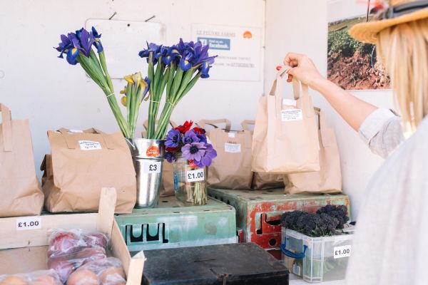 Farm stall with Jersey Royals