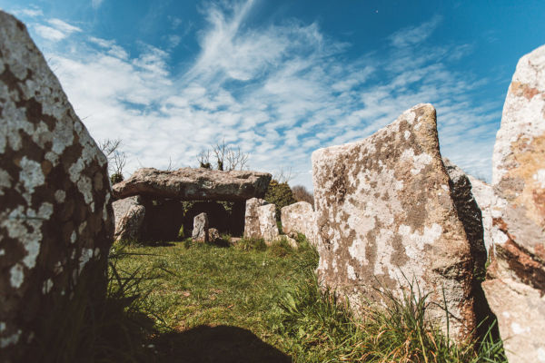 ground view of a dolmen entrance