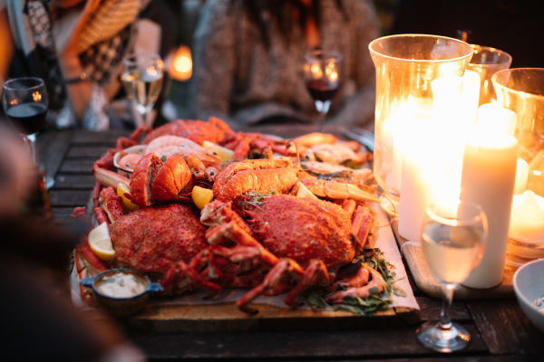 Seafood with crabs and lobsters