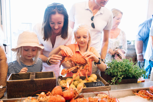 A family at the Fresh Fish Company